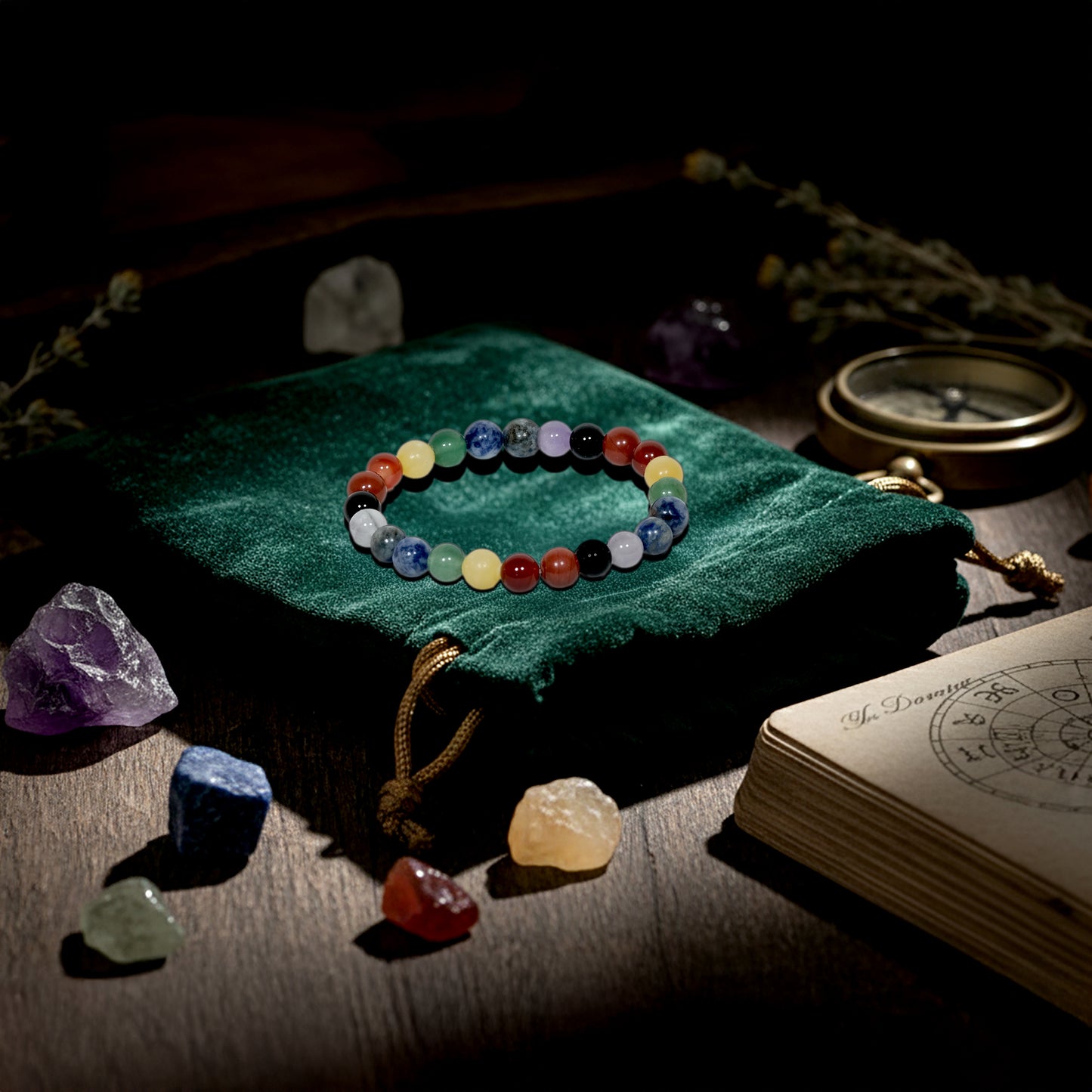 Rose Quartz Raw + Lepidolite Bracelet + Seven Chakra Bundle