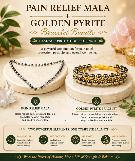 Pain Relief Mala + Golden Pyrite Bracelet Bundle
