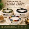 Seven Chakra + Serpentine + Obsidian Bracelet Bundle