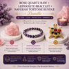 Rose Quartz Raw + Lepidolite Bracelet + Navgrah Tortoise Bundle